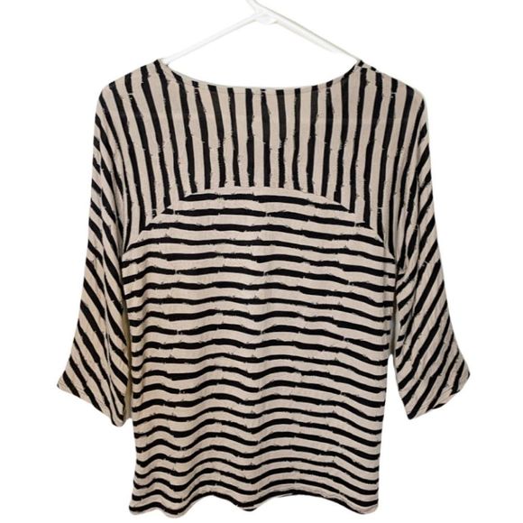 Dana Buchman Top Dressy Brown Black Stripes 3/4 Length Sleeves Size Small - Picture 8 of 8